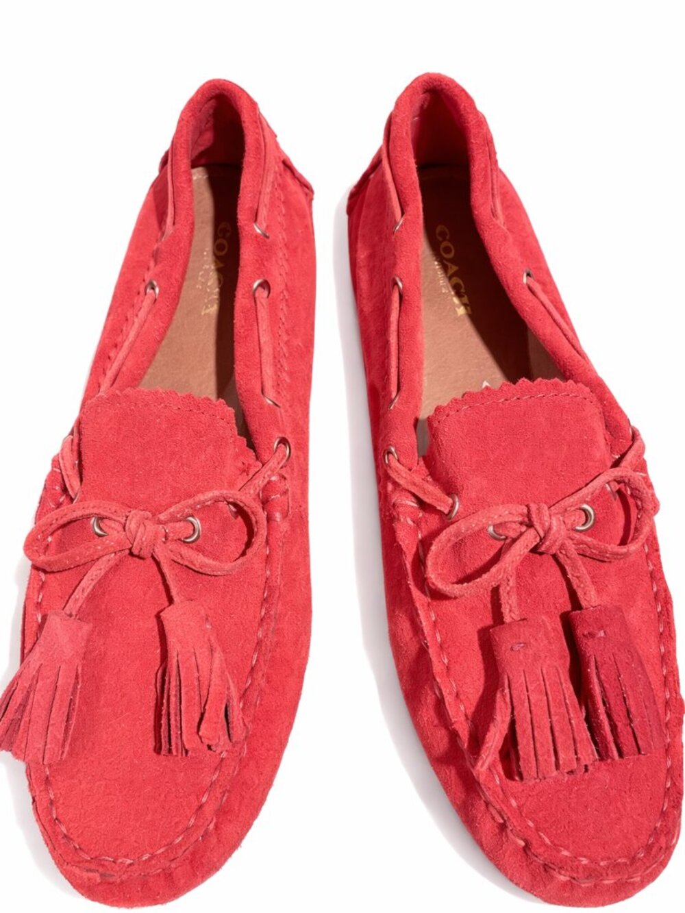 Coach Red Suede Tassel Loafers Moccasins Women’s Size 6 Driving Shoes
